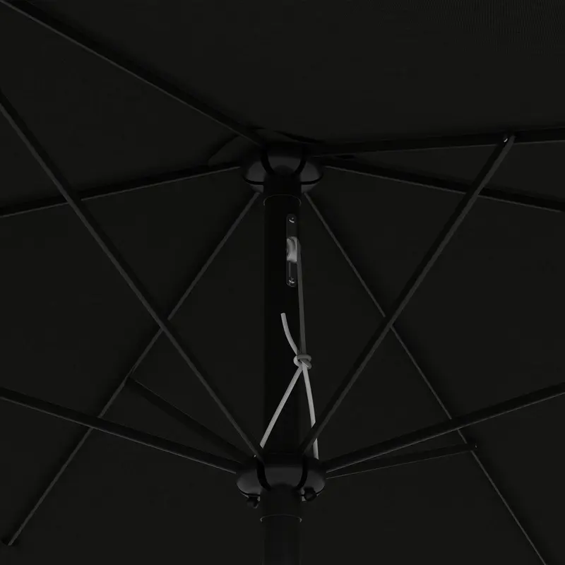 Outsunny 2 x 3(m) Garden Parasol Umbrella, Rectangular Outdoor Market Umbrella Sun Shade with Crank & Push Button Tilt, 6 Ribs, Aluminium Pole, Black 8