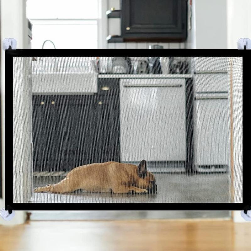 Product Introduction of Gate for Dogs, Portable Folding Safety Stair Gate Safe Guard Isolation Net with Hooks Indoor Pet Dog Mesh Fence, Easy Install Anywhere for Pet Dogs Cats 2