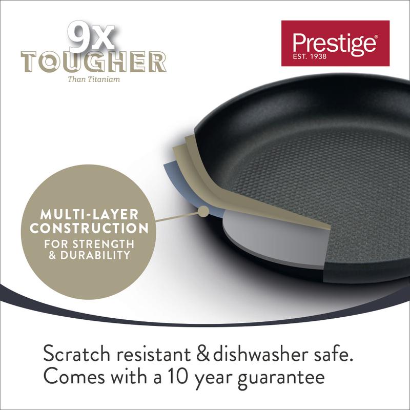Prestige Non Stick Egg Poacher Frying Pan with Glass Lid, 20 cm, Induction Stainless Steel Base, Stay Cool Handle, Breakfast Cookware 3