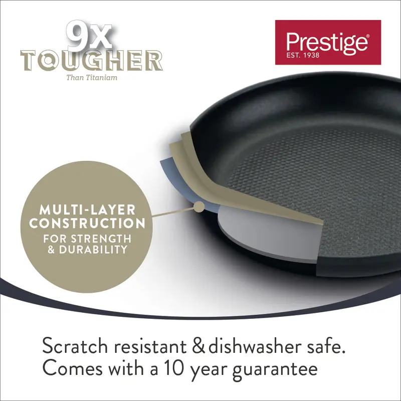 Prestige Non Stick Egg Poacher Frying Pan with Glass Lid, 20 cm, Induction Stainless Steel Base, Stay Cool Handle, Breakfast Cookware 3