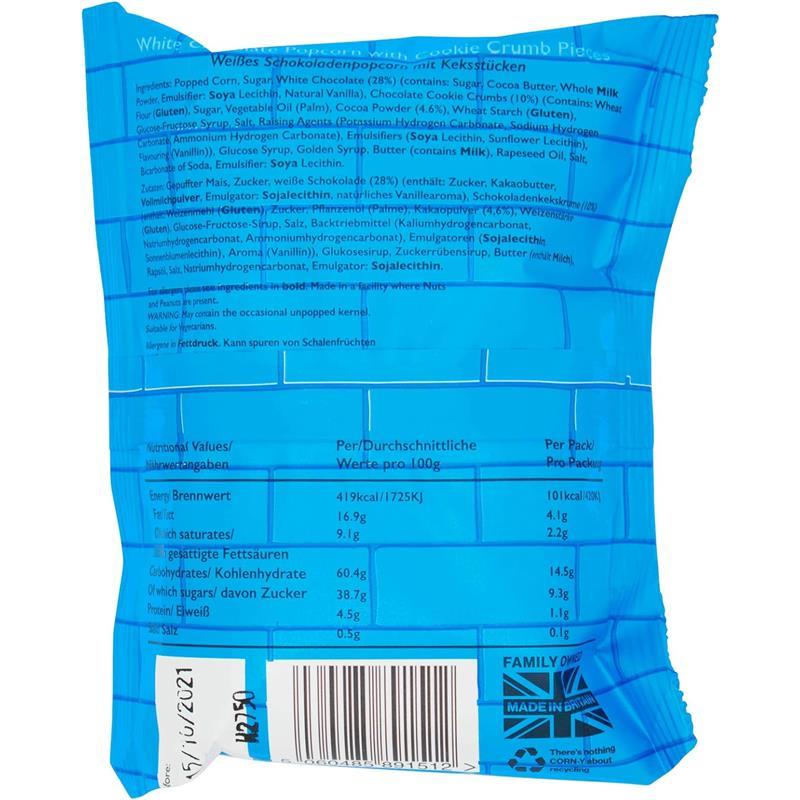 Cookies & Cream Popcorn Snack Pack, 1 x 24g Bag, Handcrafted, Natural & Vegetarian Snack Chocolate Crunchy 2