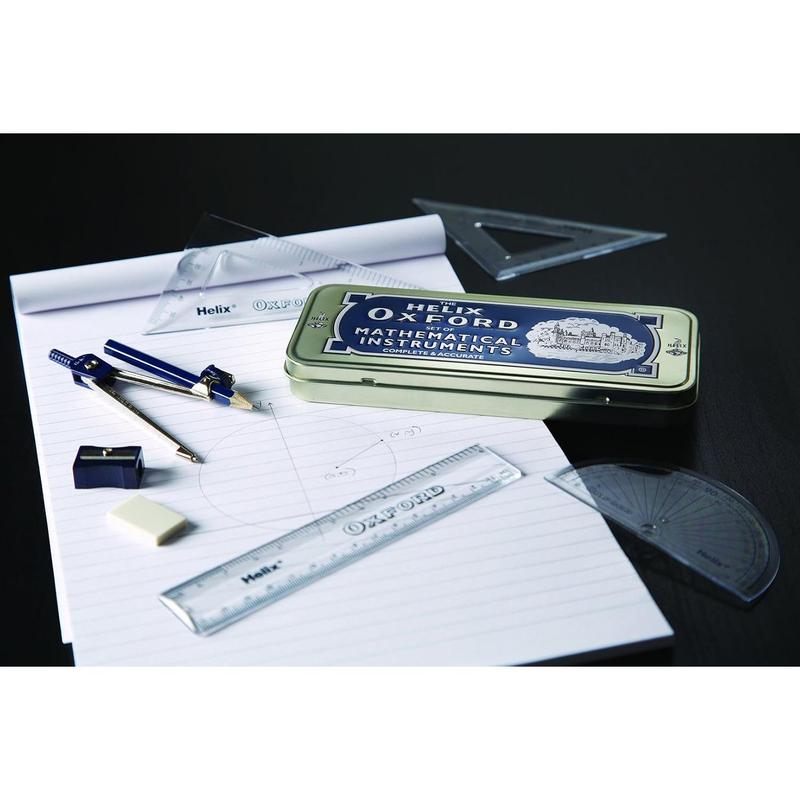 Oxford Maths Set with Storage Tin - 10 Piece Maths Equipment Set 4