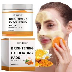 Turmeric Tricarboxylic Acid Cleansing Pads, 55pcs/box Gentle Deep Cleansing & Brightening Facial Pads, Facial Skin Care Product for All Skin Types