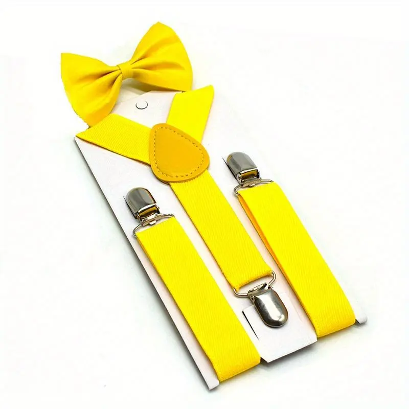 All-gender girls and boys pure color 3-piece Y-shaped halter and bow tie set for children - children's halter + bow tie two-piece set 8