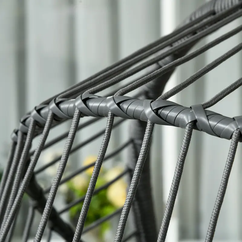 Outsunny Metal Stand Hanging Egg Chair, with Full Body Padded Seat - Grey 8