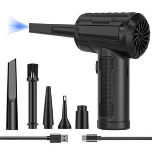 100000RPM Electric Air Duster, USB Rechargeable Cordless Blower with LED Light, Multifunctional Car Cleaning Tool for Car, Computer & Home Cleaning, Camera