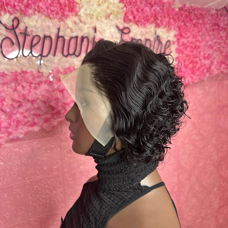 Human hair full frontal 13 by 4 lace wig 5
