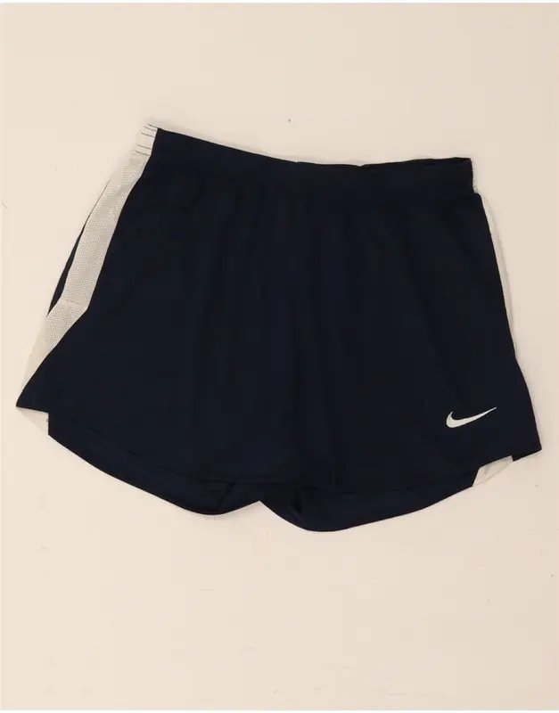 Pre-Owned Vintage NIKE Womens Dri Fit Sport Shorts UK 8 Small Navy Blue Colourblock 0
