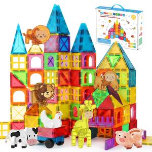 70/100pcs Magnetic Building Blocks Toy, Small Size Magnet Tiles with Car Animal Creative Geometric Construction Set, Kids Holiday Birthday Gift