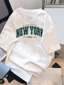 Men's Letter & Figure Print Round Neck Tee, Loose Casual Short Sleeve Crew Neck T-Shirt for Summer, Fashion Men's Top for Daily Wear, Tropical