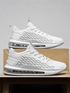 Men's Colorblock Lace Up Running Shoes, Casual Sporty Breathable Comfortable Air Cushion Sneakers, Outdoor Sports Running Shoes for Daily Wear, Closed, Athletic Running Shoes