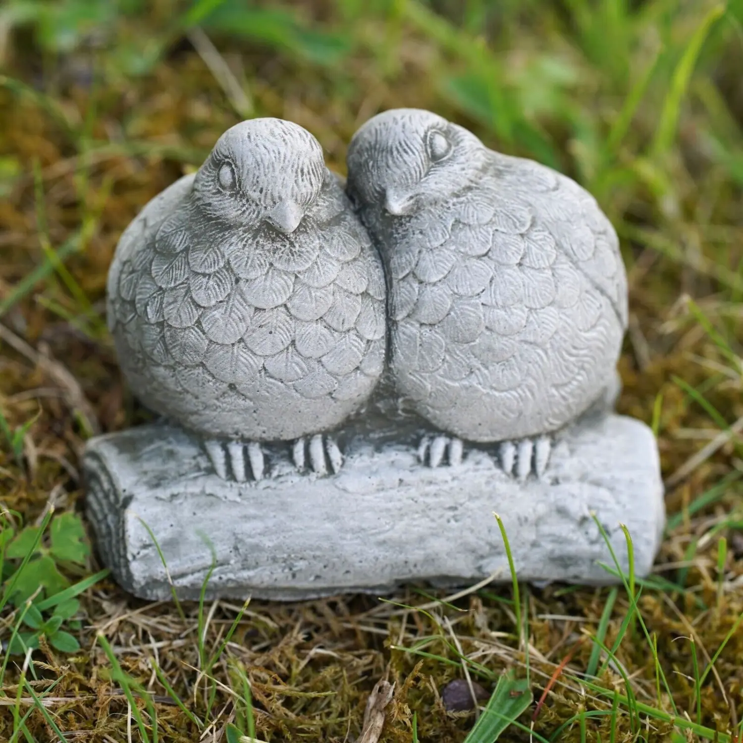 Blue Tits Stone Garden Ornament | British Statue Outdoor Bird Robin Pair Decor