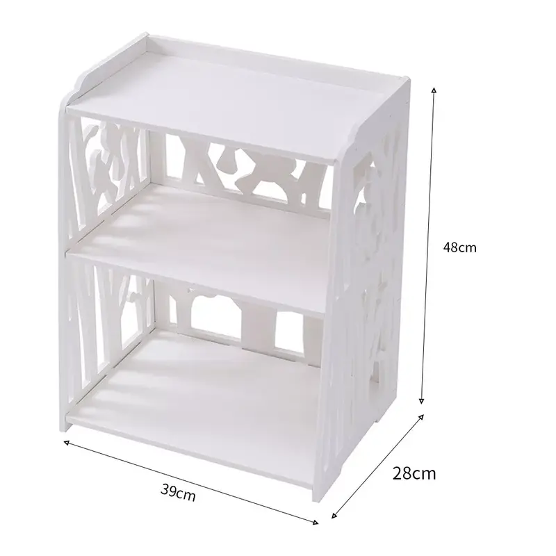 3 Tier Shelves Cabinet Wooden Bedroom Bedside Cabinet Furniture Storage Nightstand Side Table 4
