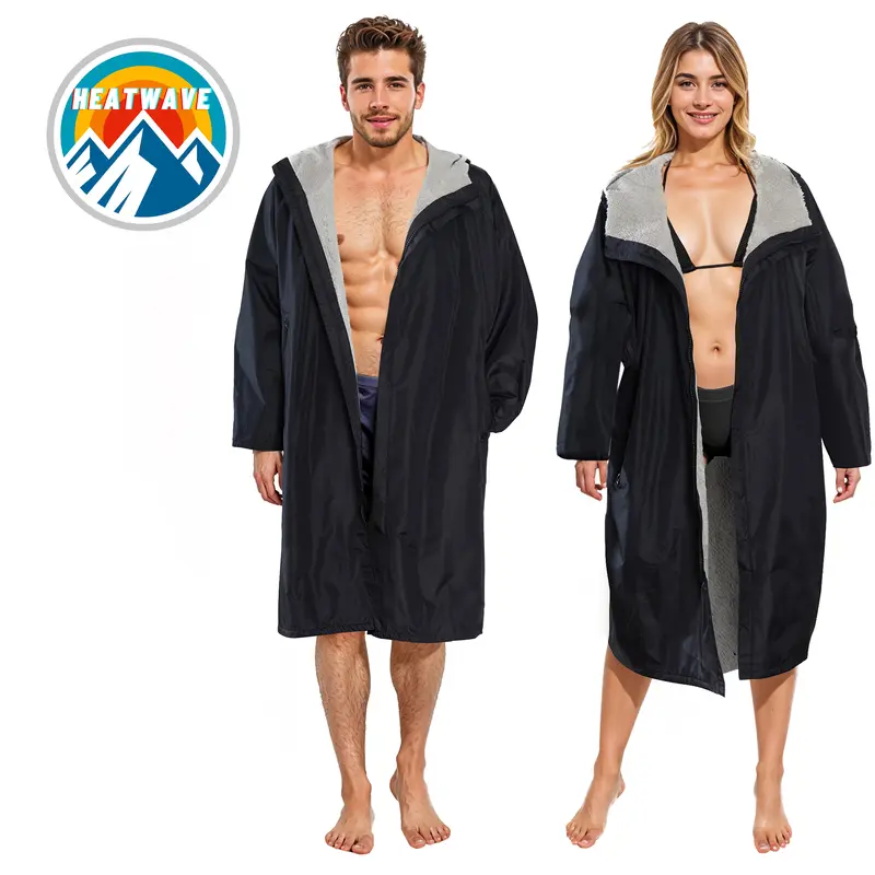 Unisex Adults Waterproof Windproof Changing Robe Hooded Outdoor Coat for Beach Swimming Surfing Warm Fleece Lining by Heatwave Thermalwear 1