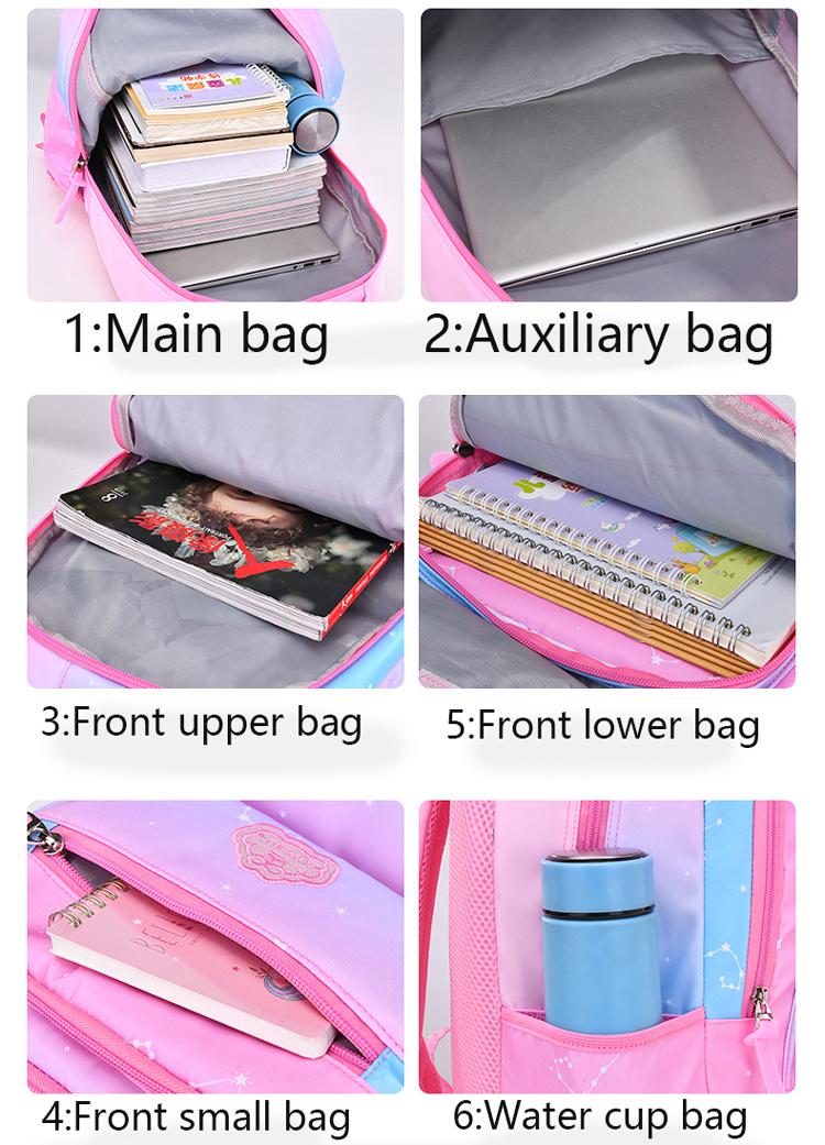Product Introduction of Kid Girl Backpack School Bag Pink Blue Purple For Teenagers Backpack Waterproof Girl Schoolbag Kawaii Cute Primary BookBag 8