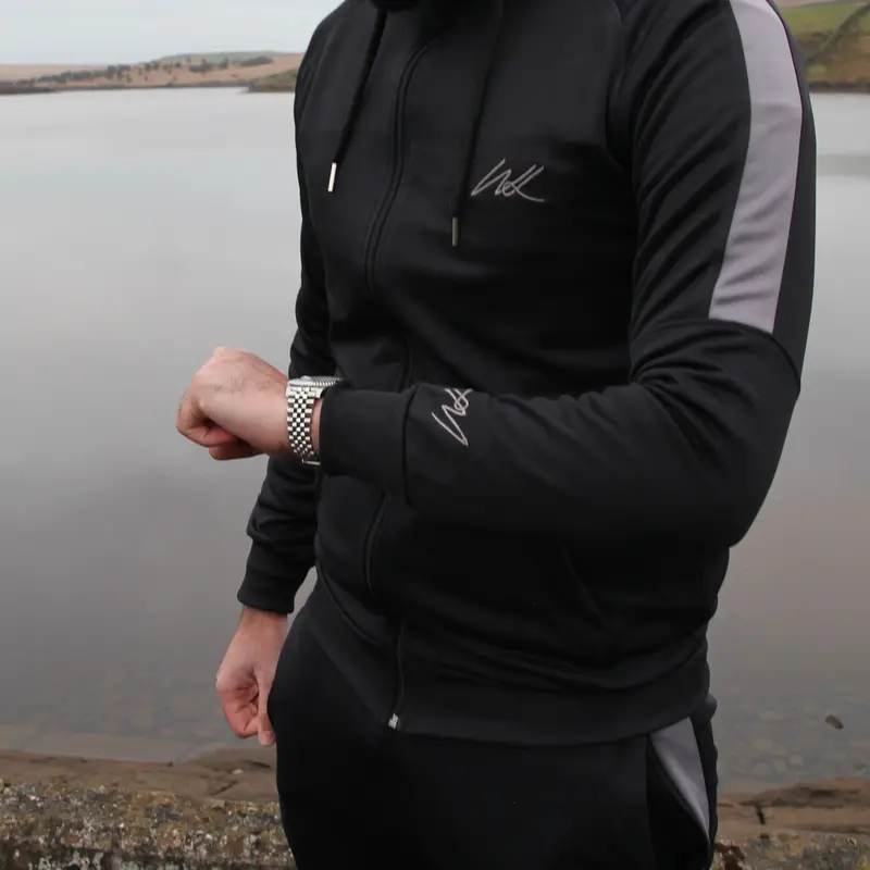 Men's Onyx Black & Grey Stripes Hoodie - Classic & Stylish Menswear Slim Fit 2