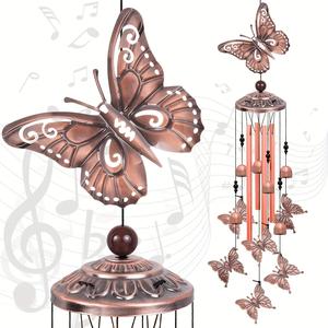 Butterfly Design Wind Chime, Outdoor Hanging Decoration, Exquisite S-shaped Hook Design Wind Chime for Garden & Patio Decoration, Home Decor, Garden Decor, Garden Decorations, Bohemian Wind Chime