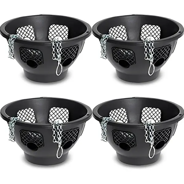 Flower Garden Plastic Hanging Basket 14" Strong Black Bracket Planter Pack 2 & 4 Hangable Organiser Hangers Decor Decorative 0