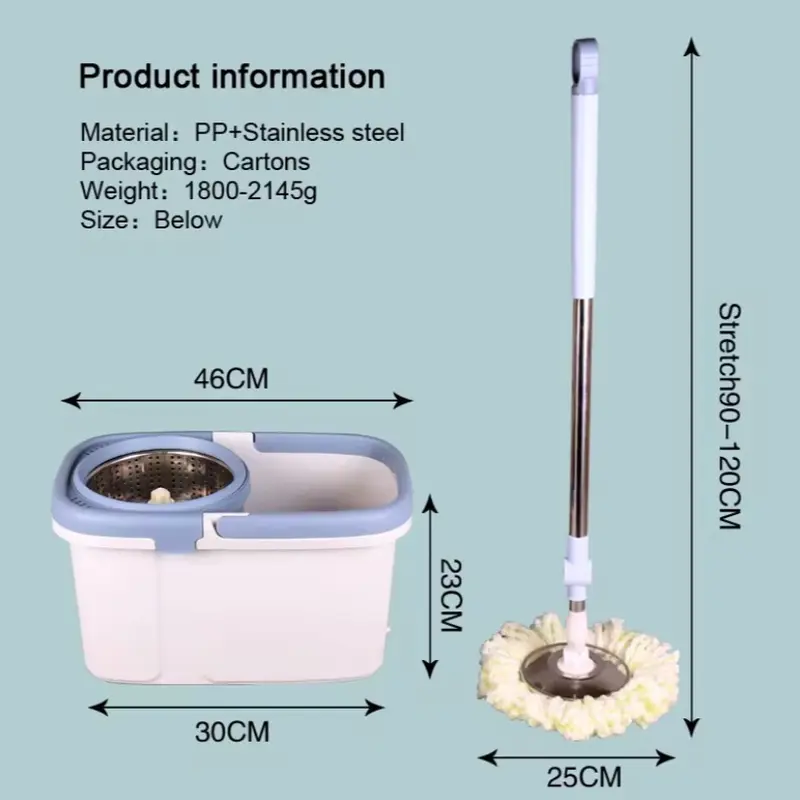 New 360 Spin Mop Bucket Set, 3 Microfiber Water Absorbent Cloths, Double Handle, Stainless Steel Drum For Efficient & Effective Cleaning, Durable, Adjustable, Super Spinning Rotating Mop And Bucket For Wall, Tiles, Floor, Living room, Hallway, Toilet 7