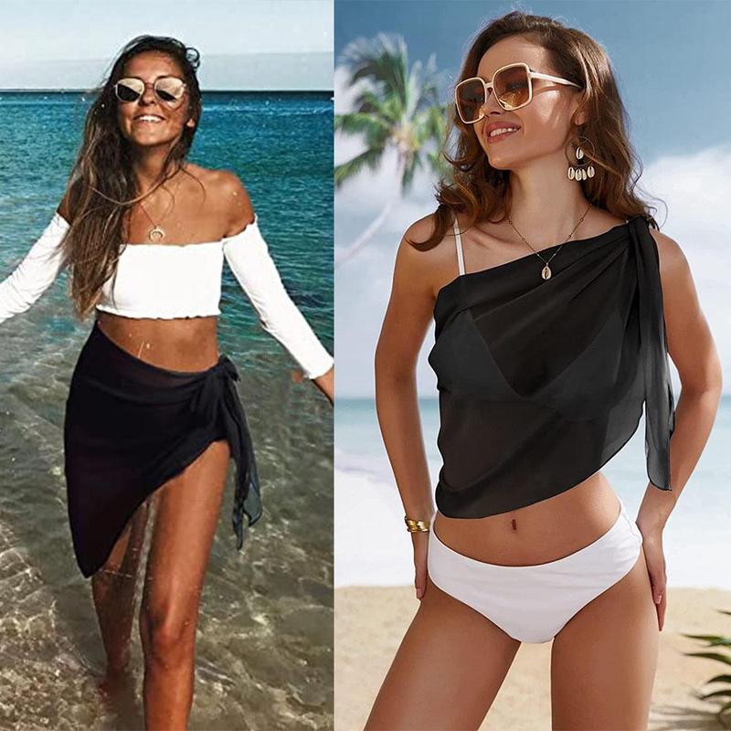 Women Chiffon Short Sarongs Bikini Cover Ups Beach  Swimsuit Bathing Suit Wrap Skirt for Swimwear 3