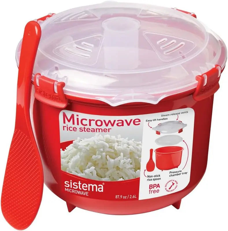 Sistema Microwave Rice Cooker | 2.6 L | Dishwasher Safe Small Rice Cooker | BPA-Free | Red 2