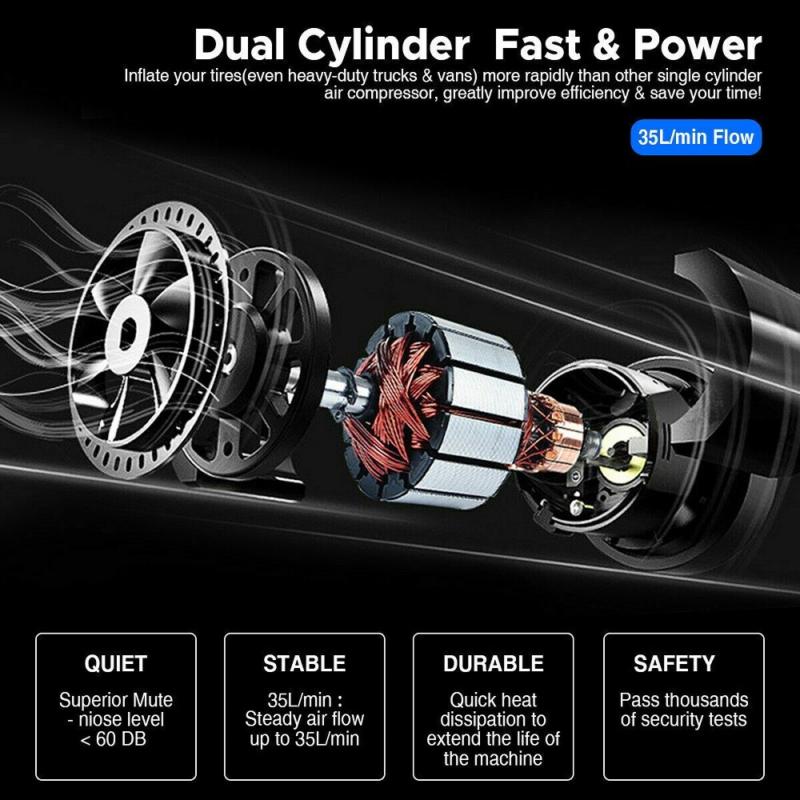 150PSI HEAVY DUTY PORTABLE 12V ELECTRIC CAR TYRE INFLATOR AIR COMPRESSOR PUMP 5