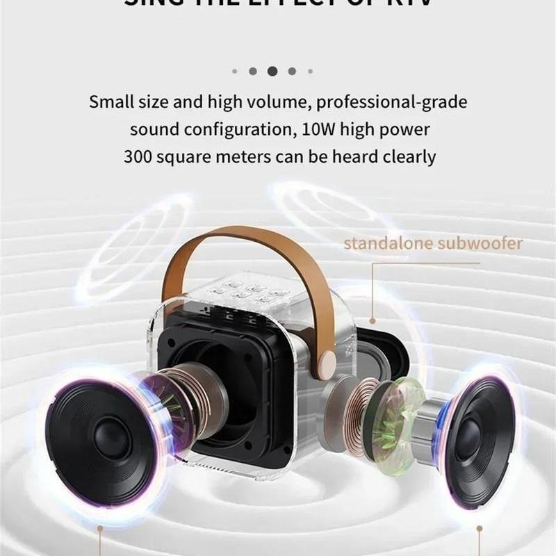 Bluetooth K12 Karaoke with RGB lights Machine Portable 5.3 PA Speaker System with 2 Wireless Microphones Home Family Singing Children's Gifts bone  conduction  earphones true wireless induction  speaker mini  speaker  magnet karaoke  machine 8