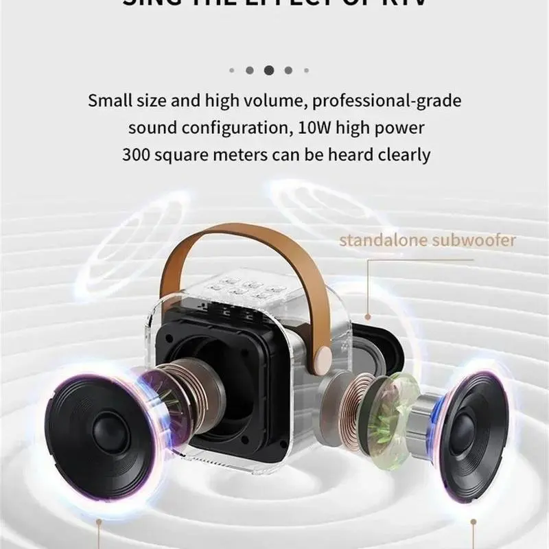 Bluetooth K12 Karaoke with RGB lights Machine Portable 5.3 PA Speaker System with 2 Wireless Microphones Home Family Singing Children's Gifts bone  conduction  earphones true wireless induction  speaker mini  speaker  magnet karaoke  machine 8