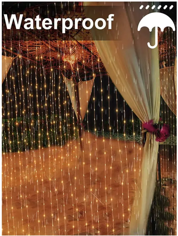 Solar Curtain Fairy Lights | Outdoor Waterproof String Lights for Garden, Pavilion, Wedding, Party, Holiday Decor 4