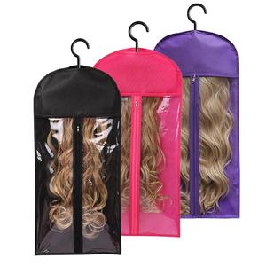 3PCS Wig Storage Bag With Hook Wig Storage Hanger Zipper Transparent Dustproof Wig Storage Bag, Hair Extension Holder Wig Bag Wig Storage For Multiple Wigs Holder Hair Extension Hanger Wig Tool Wigs Accessories For Salon & Home Use