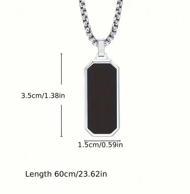 1pc Stainless Steel Necklace, Men's Simple Black Drip Oil Stainless Steel Pendant, Men's Personality Gift Christmas New Year Valentine's Day Holiday Gift 5