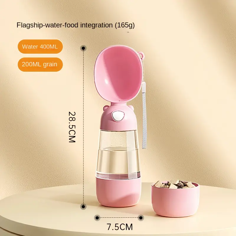 Dog Portable Water Bowl Portable Food Grade Material Dog Cat Travel Pet Water Cup Bottle With Food Dispenser Pet Dog Supplies 6