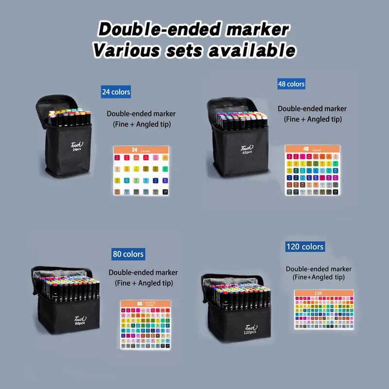 168\120\80\48\24 Pcs Color marker,Colorful Marker Pen Set with bag, 1 Set Students Art Markers Pen, Sketch Markers for Painting, Drawing, Markers for Crafts Coloring, Art Supplies for Student &Adult. Color Markers Colouring Markers Alcohol Markers 1