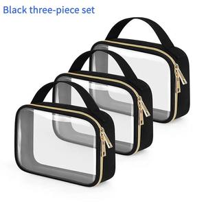 Clear Makeup Bag Set, 3 Counts/set Large Capacity Cosmetic Storage Bag with Handle, Zipper Makeup Organizer Pouch for Travel, Home Organizer