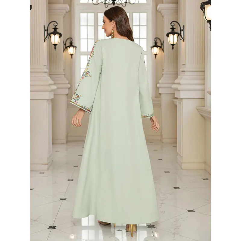 Muslim Middle East Women's Clothing Summer Elegance Rope Embroidered Robe Female Dress Dubai Clothing Abaya 6