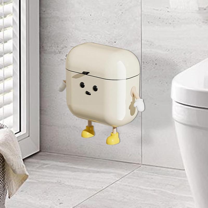 9L Hanging Trash Bin With Lid, Wall-mounted Kitchen Trash Can, Cream-Colored Trash Can, High AppearanceLevel, For Food Waste And Bathroom, Cupboard, Cabinet Door 3