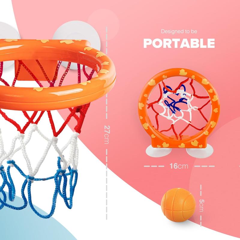 Summer Spring Father's Day Gift  Baby Bath Basketball Hoop Toy - Interactive Bathtub Basketball Set with 3 Balls Included with Strong Suction Cups -Fun Toddler Toy for Boys & Girls 1