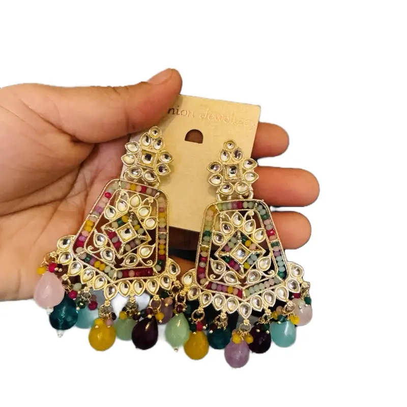 Handcrafted Elegant Kundan, Pearl Cluster Earring’s, women’s