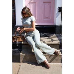 Kaiia Wide Leg Sweat Pants in Sage Green