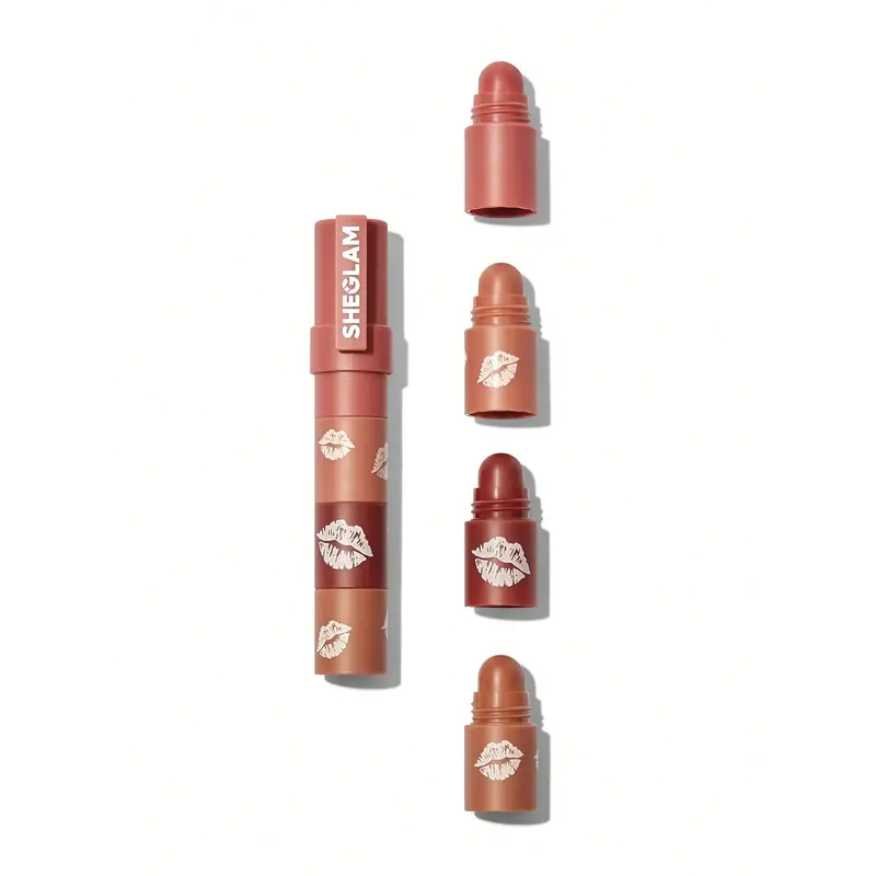 4 In 1 Creamy-Matte Nude Lipstick Kit High Pigment Non-Drying Portable Travel Lipstick Kit Lip Makeup Lipstick 6