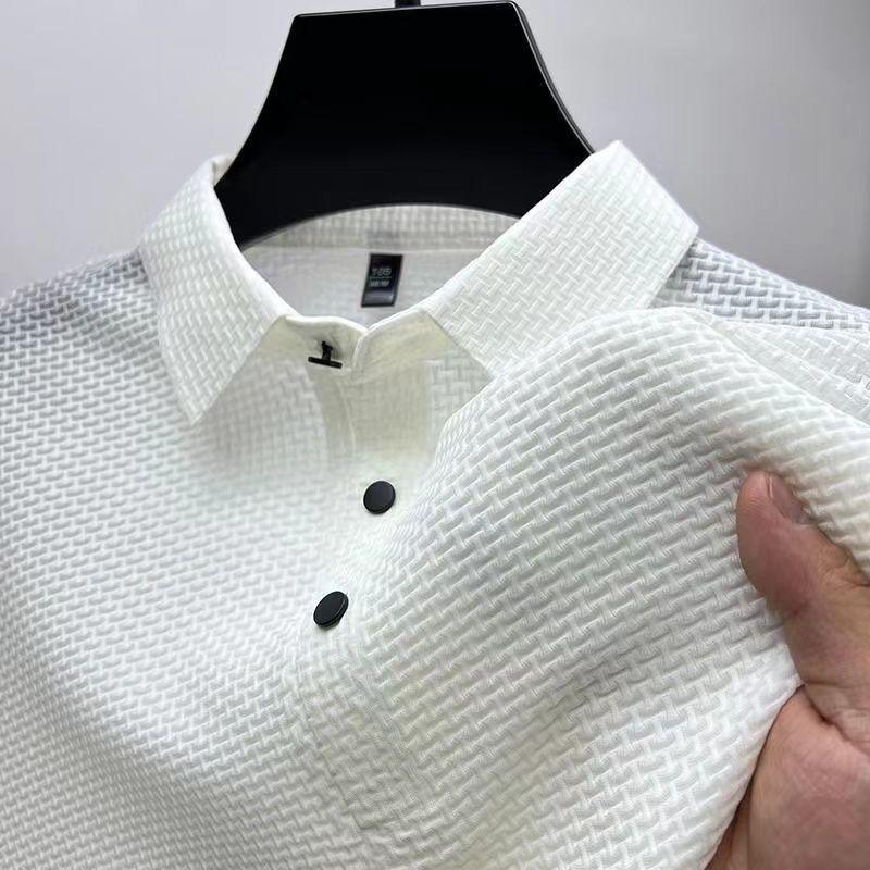 Men's Solid Golf Shirt, Casual Short Sleeve Lapel Shirt For Outdoor 1