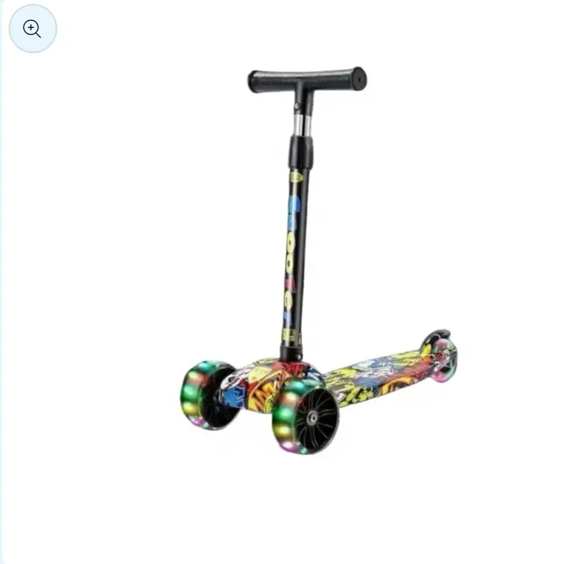Adjustable Folding Kids Scooter with LED Light Up and Kick Flashing - Child Kick Ride-on Toy 0