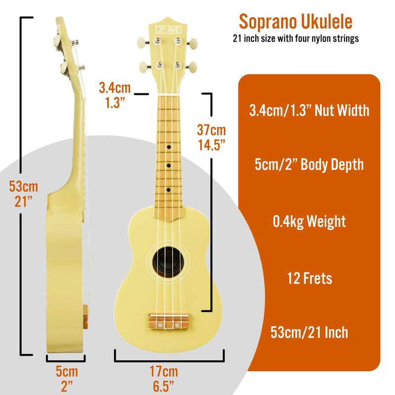 3rd Avenue Pastel Soprano Ukulele with Bag 6
