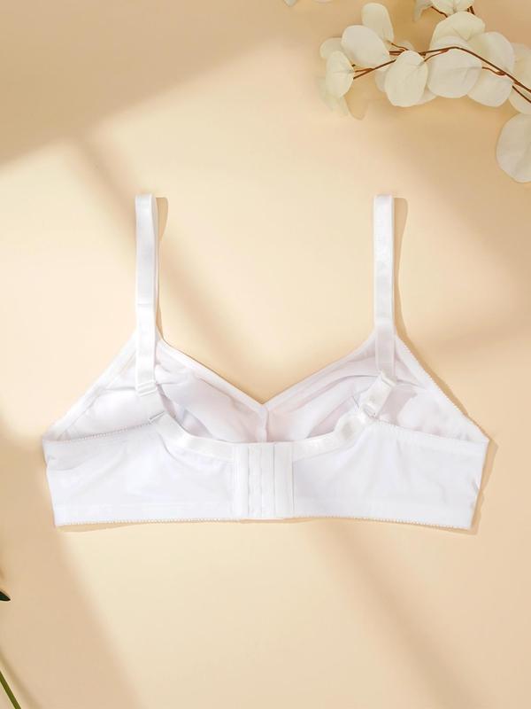 【Plus Size】 Solid Patchwork Lace Wireless Bra, Elegant Comfortable Breathable Bra for Daily Wear, Women's Lingerie for All Seasons 4