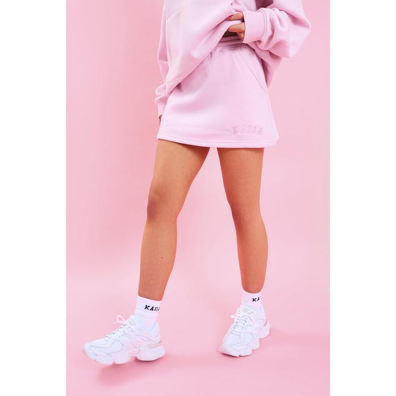 Kaiia Logo Mini Sweat Skirt Baby Pink 3
