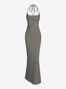 Women's Thin & Breathable Tie Back Halter Cami Long Prom Dress, Summer Clothes Women, Trendy Backless Sleeveless Halter Neck Mermaid Bodycon Dresses for Evening Party Cocktail, Dresses for Women, Please Purchase One Size Smaller Valentine's Day, gift