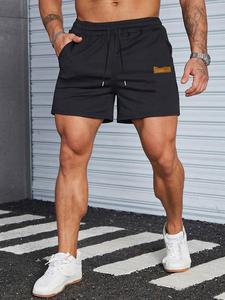 Men's Letter Tape Boxer Briefs, Casual Breathable Comfy Shorts for Summer, Fashion Men's Shorts for Daily Wear