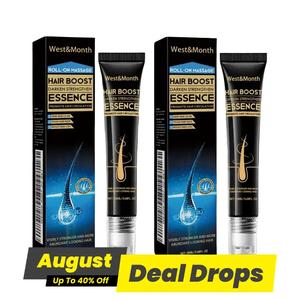 Hair Boosting Essence Roller, 2 Boxes Hair Strengthening Serum Moisturizer for Thicker Hair, Hair Vitamins Complex Scalp Massage Essence, Moisturizing Hair Roots, Strengthens Hair, Smoothing Hair Care Product for Women & Men