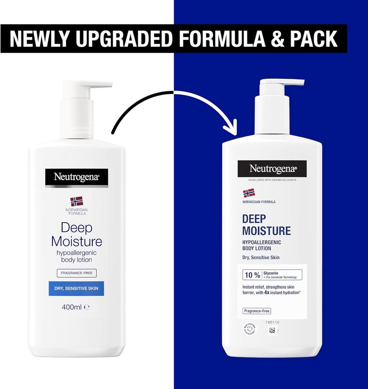 2x Neutrogena Deep Moisture Hypoallergenic Body Lotion 400ml,Sensitive, Dry Skin 3