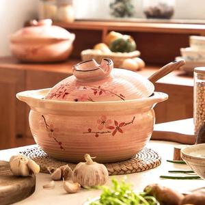 Traditional Painted Ceramic Casserole, High Temperature Resistant Stockpot with Lid & Handle, Household Retro Cooking Utensils for Soup, Stew, Rice, Bibimbap